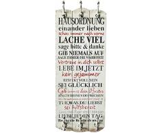 UMOI Vintage Wandgarderobe aus Massivholz mit 6 stabilen Wandhaken als hübsche Flurgarderobe im Shabby Stil Modell 2017 (Hausordnung)