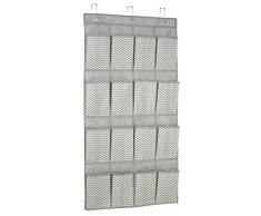 mDesign hängender Stoffschrank – praktischer Hänge-Organizer aus Stoff – das perfekte Hängeregal für Babyartikel – Hängeaufbewahrung – 16 Fächer – Farbe: taupe / natur