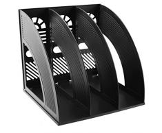 Sayeec Schreibtisch-Organizer, Zeitschriften-Halter, für Dokumente, stabil, aus Kunststoff, 3 Fächer, Magazin-Halter, Schrank, zur Aufbewahrung und Präsentation, Organizer-Box schwarz