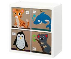 Aufbewahrungsbox Kinder mit tollen Tiermotiven 4er Set fürs Kinderzimmer