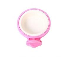 SUOOYI Edelstahl Höhenverstellbar Faltbar Abnehmbare Hängende Hundenapfkäfig-Korbschale Für Hunde, Katzen, Vögel, Hundenapf, Rosa, L