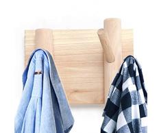 Byher Wandgarderobe und Garderobenleiste - rustikale Holzbügel für Eingangsbereich, Flur, Badezimmer Haken für Schlüssel, Hüte, kleine Handtaschen 3 Hooks - 5.7inch