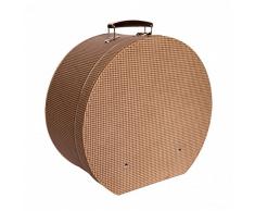 martoli Hutkoffer Hutbox rund beige weiß Hahnentritt 32 cm