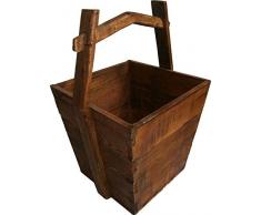 KAMIN HOLZ KORB KAMINHOLZKORB HOLZKORB FÜLLKORB SHABBY ERLE MASSIV GRIFFE