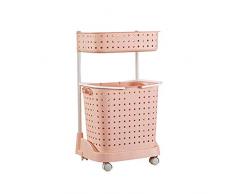 MIEDSTC Badezimmerwagen, Kunststoff herausnehmbar Standküchenwagen, Mehrzweckkörbe Schmutzige Wäsche Ñǫ̂ Balkondusche Aufbewahrungswagen/Rosa / 43x32.5x70cm
