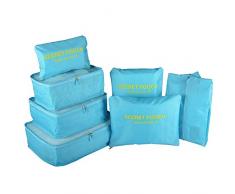 Maomaoyu Kleidertaschen Set Koffer-Organizer Packtaschen Packwürfel Reisetasche Schuhbeutel Wäschebeutel Reisegepäck Kleidertaschen Ideal für Reise Ultra-Leicht wasserdichte (Blau)