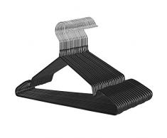 SONGMICS Kleiderbügel, 20 Stück, Jackenbügel aus Metall, dünn und Antirutsch, Ø 4 mm Platzsparend um 360° drehbarer Haken, schwarz CRI33B-20