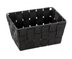 Wenko 20360100 Aufbewahrungskorb Adria Mini Schwarz - Badkorb, rechteckig, Kunststoff-Geflecht, Polypropylen, 19 x 9 x 14 cm, Schwarz