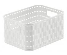 Rotho Country Aufbewahrungskorb in Rattan-Optik, Kunststoff (PP), weiss, 2 Liter (18,3 x 13,7 x 9,8 cm)