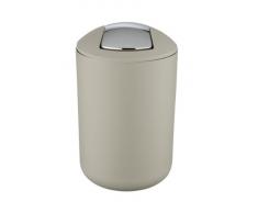 WENKO 21222100 Schwingdeckeleimer Brasil Taupe L - absolut bruchsicher, Fassungsvermögen 6.5 L, Thermoplastischer Kunststoff (TPE), 19.5 x 31 x 19.5 cm