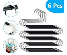 Hosenbügel, 6er-Pack Hosenbügel Platzsparend S-Type-Kleidung Hosenbügel rutschfeste Closet Organizer für Schals Jeans Kleidung Hosen Handtücher