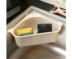 Küchenspüle Mehrzweckkorb, Dreieck Aufbewahrungshalter Multifunktionale Ablaufregal Lagerregal Schwamm Reinigungsbürste Unterstützung Organizer Box (Grau)