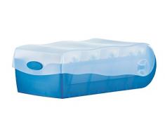 HAN 997 Karteibox CROCO DIN A7 quer mit 5 Stützplatten und 100 Karten (transluzent-blau, 2 Boxen Spar-Set)