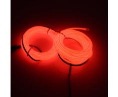 Lerway Rot 5M Kabel EL Wire Neon Leuchtet Tron Electroluminescent Beleuchtung Licht mit Batterie Box Weihnachten Nacht Party Rave Haus Garten
