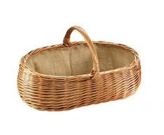 Kaminholzkorb Universalkorb Kaminkorb Weidenkorb oval Holzkorb gekochte Weide mit Jutefutter