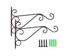 QQDEAL 2 Stück Hängeampel Halterung Wandmontage Pflanzhaken Blume Haken Dekoration für Garten Korb Laterne Rasen Licht Blumentopf