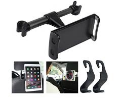 AFUNTA Tablet-Telefonhalterung für Auto Kopfstütze mit 2 Kleiderbügel Haken, Auto-Rückenlehne Handyhalter Ständer für 4- 10 Smartphone iPhone iPad Samsung Tab E-Reader Pathfinder - Schwarz