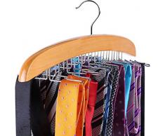 Ohuhu Hochwertiger Krawattenhalter Gürtel Schals Zubehöre Aufbewahrung für Kleiderschrank - Drehbar Beweglich (24 Haken aus Holz)