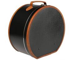 Lierys runder Hutkoffer Schwarz - 50 cm x 22 cm x 47 cm - große Hutschachtel aus Kunstleder - Hutbox zur Aufbewahrung mit Tragegriff und Klappverschluss - Koffer für Hüte - auch Deko für die Wohnung