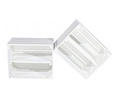 Vintage Möbel 24 GmbH Neue Weiße Obstkistem mit Zwischenbrett Apfelkiste Weinkiste Ablagekiste Schuhregalkiste +++50 x 30 x 40 cm (Weiss mit Einlage Längs) (1)