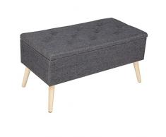 WOLTU Sitzbank Sitztruhen Aufbewahrungsbox, Polsterbank aus Leinen Truhe, 79,5x39,5x40CM(BxTxH), Dunkelgrau, SH28dgr