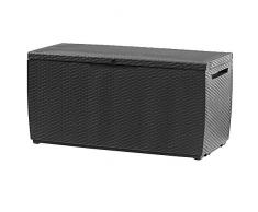 Deuba Keter Auflagenbox Capri 305l 240kg belastbar Rollen Griffe Gartentruhe Truhe Gartenbox Kissenbox Garten Anthrazit