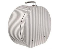 Lierys Hutkoffer Beige-Streifen - Maße: ca. 40 cm x 20 cm - Große Hutschachtel mit Kunstleder - Hutbox zur Aufbewahrung mit Tragegriff - Koffer für Hüte - auch als Deko für Wohnung beige