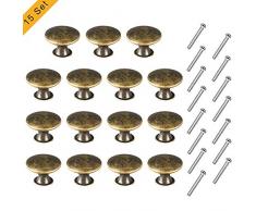Huture 15er-Pack Retro Kommodenknöpfe Möbelgriff abgerundete Kanten Eisen Messing Antik Knauf Pull Knopf Garderobe für Landhaus Vintage Küche Möbel Kleiderschrank Schublade, Geöltes Grüner Bronze