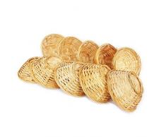 Lashuma 10er Korb Set Bambuskörbchen, Geflochtener Dekokorb, Rund 15 x 5 cm