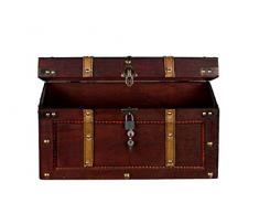 Sarah B Truhe AX4017 Abschließbar MIT Schloss Holztruhe, Schatzkiste,Kiste, Piratenkiste, Kleinmöbel,Holz Größe L 50cm