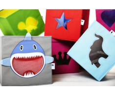 STORE.IT Spielzeugkiste mit Sichtfenster | Elefant | 30x30x30cm | blau