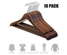 Kleiderbügel aus Holz drehbare Jackenbügel Vintage Anzugbügel Wäschebügel 10 STK. - dunkel
