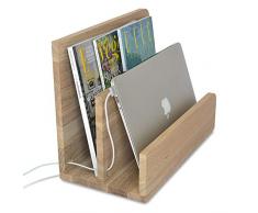 Natuhr Zeitungsständer Tidy Holz Zeitungshalter Ladestation für Handys, Tablets & Co (Eiche unbehandelt)