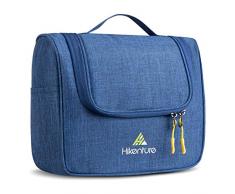 Kulturtasche Groß von Hikenture, Reise Waschtasche Frauen und Männer, Kulturbeutel für Herren und Damen, Waschbeutel Kosmetiktasche zum Aufhängen für Toilette, Handgepäck, Camping (Blau)