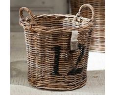 Riviera Maison - Rustic Rattan - Korb, Weidenkorb, Übertopf, Aufbewahrungskorb - Ø: 25 cm - Höhe: 21 cm