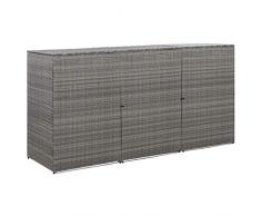 vidaXL Mülltonnenbox für 3 Tonnen Mülltonne Müllbox Mülltonnenverkleidung Müllcontainer Gerätebox Anthrazit 229x78x120cm Poly Rattan Stahl