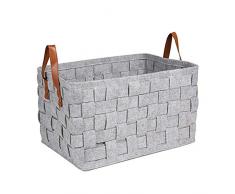 Comtervi Wäschekorb, Große Filztasche, Gewebte Aufbewahrungstasche für Kleidung, Kaminholz, Bücher, Zeitschriften, Zeitungen, Spielwaren, Regalkörbe Treppenkörbe 44 x 30 x 26 cm