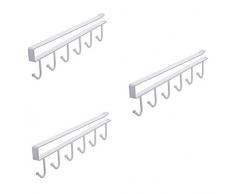 Alliebe 3 Stück Tassen Weingläser Aufbewahrungshaken Küchenutensilien Krawatten Gürtel Schal Haken Haken Halter Halter Unterschrank Schrank Ohne Bohren weiß