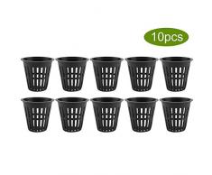 Hydroponische Körbe, 10 teile/satz Wiederverwendbare Kunststoff Hydroponische Korbschale Hydroponik Wachsende Körbe für Garten/Balkon/Blumenkindergarten, ungiftig/Leicht(Schwarz)