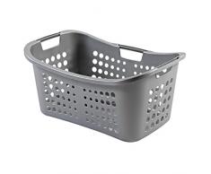 Curver 00048-087-09 Wäschekorb Victor, 50 L, silber