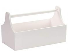 LAUBLUST Große Werkzeugkiste mit Griff - 34 x 18 x 20 cm, Weiß, FSC® | Aufbewahrungs-Kiste aus Holz | Geschenkverpackung | Blumen-Kasten | Dekobox | Bastel-Kasten | Spielzeugtrage | Flaschen-Korb