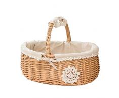 CCLLA Obstkorb Rattan Wicker Aufbewahrungskorb Snack Aufbewahrungsbox Aufbewahrungskorb Picknickkorb Blumenkorb