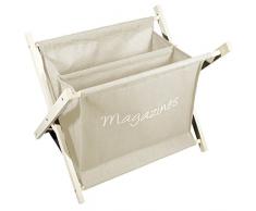 Mojawo Zeitschriftenständer Zeitungsständer Zeitungskorb Magazinständer Zeitschriftenhalter Beige Stoff Holz H32xB37xT26cm