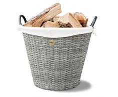HABAU Feuerholzkorb mit Metallrahmen, grau, 48 x 48 x 39 cm