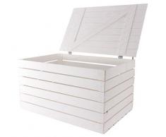 Obstkisten-online 1x HOLZTRUHE WEIß mit Deckel - NEU - 85x55x46 cm - Truhe Couchtisch im Landhausstil, Stauraum für Decken, Kissen im Schlafzimmer