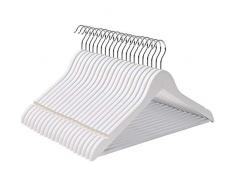 SONGMICS Kleiderbügel aus Ahornholz, 100 Stück, mit Rockkerben und Hosensteg, 360 Grad drehbar, Anzugbügel Jackenbügel für Kleidung Anzug Jacke Hose, Weiß CRW03W-100