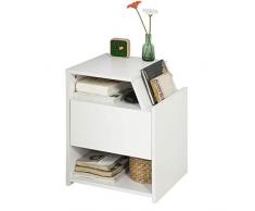 SoBuy FRG261-W Beistelltisch mit Magazinhalter Nachttisch mit Schublade und 3 Ablagen weiß BHT ca.: 40x51x37cm
