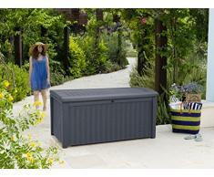 Keter 17198682a Aufbewahrungsbox Borneo, Gartenkissenbox, Balkon, grau (anthrazit), 416 L