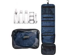 TRAVANDO Kulturbeutel Männer zum Aufhängen Flexi Kulturtasche Transparent Waschtasche Durchsichtig Waschbeutel Toilettentasche Toiletttasche Reise Set Herren Damen Frauen groß Flüssigkeiten Behälter