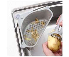 Cdoston Dreieckiger Aufbewahrungshalter Multifunktionale Abflussregal Mehrzweckkorb für die Küche Spülbecken Lagerregal mit Sucker (Grau)